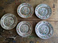 4 1860's Thomas Booth & Co Indian Tree Plates & 1x Wedgwood Plate Antique VTG 