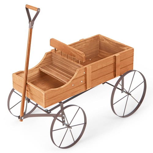 Wooden wagon planter - wagon, with