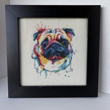 Framed Diamond Painting Art Pug Dog Colorful Abstract Style 13x13 Diamond Paint