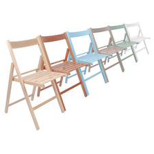 Wooden Folding Chair Natural Foldable Space Saving Slatted Office Dining Seat