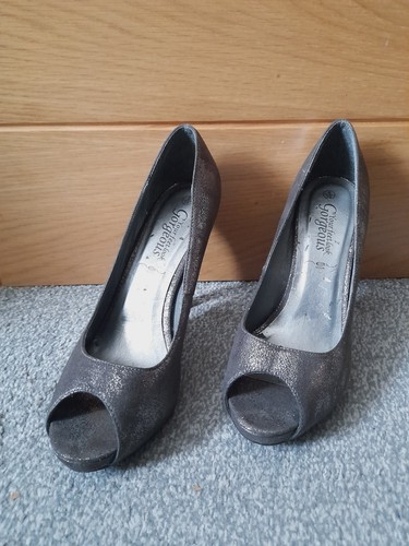 Dark steel grey peep - steel, toe