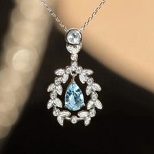 Sapphire Crystals Leaf Pendant