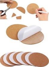 10 x Self-Adhesive Cork  Round Tiles Cork Backing Sheets For Coasters