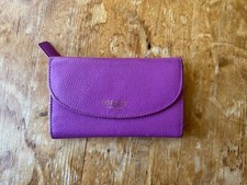 OSPREY PURPLE TRI FOLD LEATHER PURSE ZIP COIN POUCH CARD HOLDER WALLET BAG