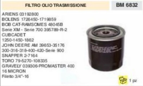 Oil filter transmission lawn - oil,