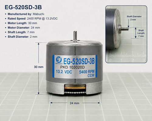 Mabuchi 520ed 2v dc - eg-520ed-3b, 13.2v
