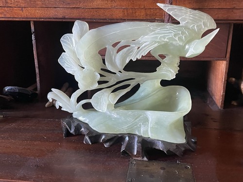 Jade phoenix sculpture - phoenix, with