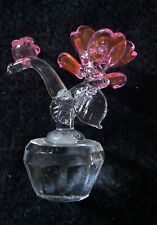 A Pair of Pretty Clear Acrylic  Pink Flowers Little Vase ideal Xmas gift 3” High