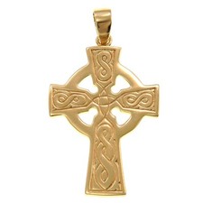 Solid 9ct Gold Celtic Cross pendant charm with jewellery gift box