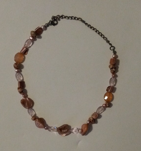 Pink brown glass oval - pink,