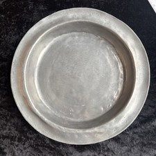 large antique pewter charger plate Bowl
