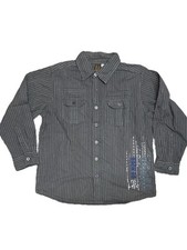 Urban Outlaw Aged 10-11 Years Boy’s Grey Cotton Logo Striped Long Sleeve Shirt