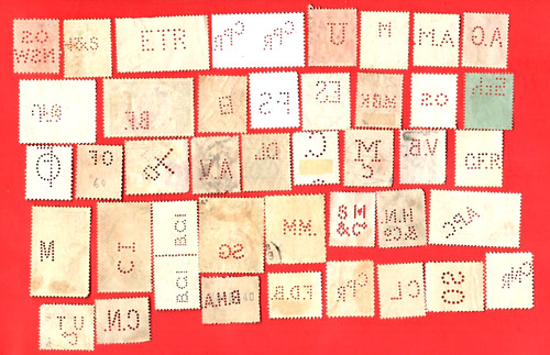 Worldwide perfin stamps used - perfin,