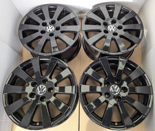 4X BLACK GENUINE VW GOLF MK 5 6 7 TOURAN CADDY MAXI LIFE 16" ALLOY WHEELS