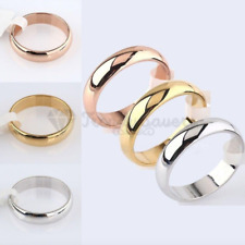 18ct Gold Plated Titanium Steel Smooth Women Men Engagement Wedding Rings Gift