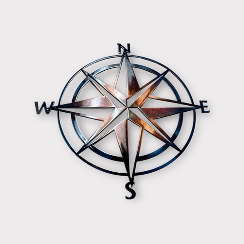 Nautical compass rose metal - nautical,