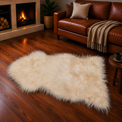 Genuine ivory sheepskin rug - ivory,