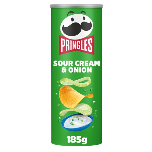 Sour cream onion crisps 185g - cream, &