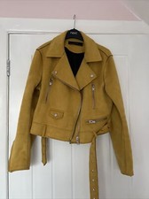 Zara EUR L Mustard Biker Jacket 