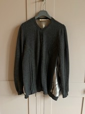 Dark Grey Cashmere And  Mink Shiny Panel Cardigan By Marni Size 44 UK12