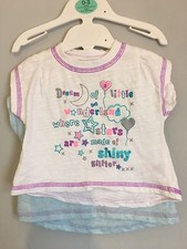 New Baby Girls Cute Summer Sparkly Metallic Wording T Shirt Tops  X2 Set 0-3m?