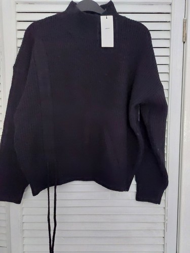 Black ribbed turtle neck - ribbed,