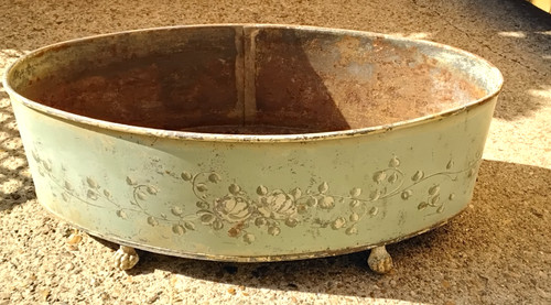 Antique toleware planter - toleware,
