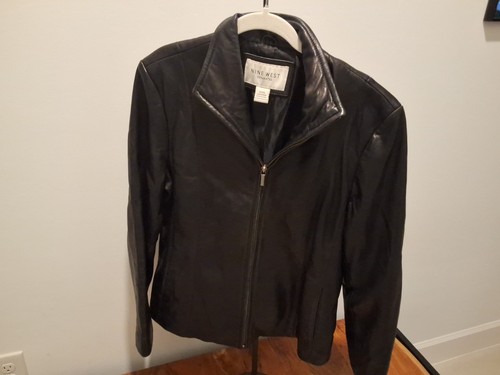 Black womens zip front leather - black,