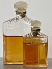 2 VINTAGE  ART DECO 1920s MORNY PERFUME BOTTLES. "CHAMINADE " + "JUNE ROSES"