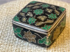 Antique Miniature Silver & Enamel Pill Box, 12g  (C458)