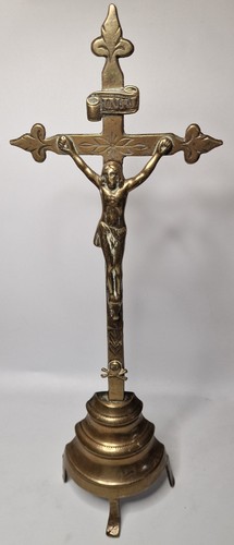Antique brass crucifix - crucifix, 30cm