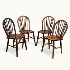 4 Victorian Oak Windsor Dining Chairs