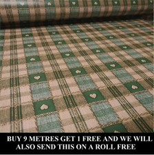 Green Gingham Love Heart Square Tablecloth Table Vinyl Oil Cloth PVC Fabric