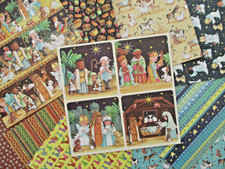12 Sheets Christmas Nativity Scrapbook paper / card by Helz Cuppleditch