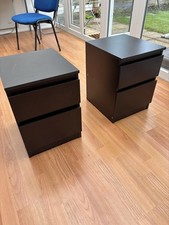 2 X IKEA MALM Black-  2 Drawer