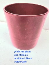 Red Plain Round Straight Shape Clay or Porcelain Plant Pot 13.5cm x 14.5cm