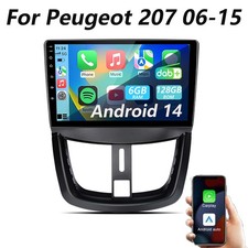 6+128GB Android 14 For Peugeot 207 06-15 Car Radio Stereo GPS SAT Nav Carplay 4G