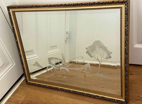 Vintage etched glass - etched,