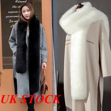 Womens Faux Fur Scarf Fluffy Collar Winter Warm Shawl Stole Wrap Long Soft Furry