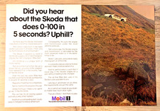 MOBIL 1 MOTORSPORT SKODA 1980s FRAMEABLE COLLECTIBLE ORIGINAL CLASSIC CAR ADVERT