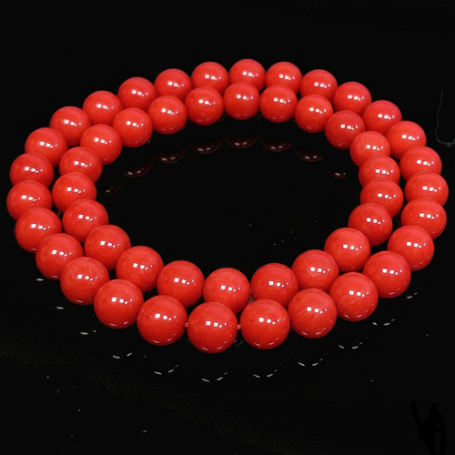 Natural round dark red coral - natural,