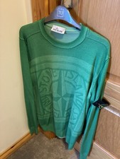 Stone Island 570A8 Pure Wool Jumper Size Large Light Green Reversible Pullover