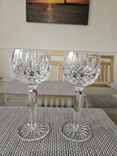 Pair of Waterford LISMORE pattern Cut Crystal Hock Wine Glasses 