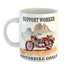 Old School Style - SUPPORT WORKER VINTAGE MOTORBIKE GOALS Mug - Nostalgic Fun
