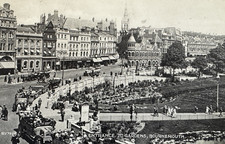 Bournemouth Square & Gardens Entrance, B&W Vintage Image Picture Postcard Dorset
