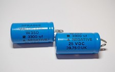 Sprague Vintage Capacitor 3300uF 25V 39.75.  W35D. x2  New Old Stock