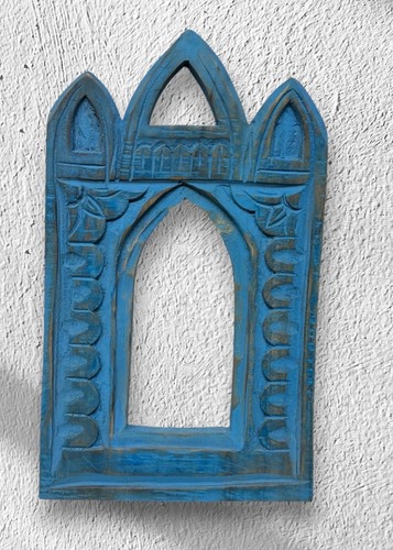 Hand carved blue wooden - hand,