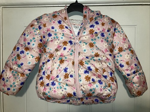 Pink floral hooded padded - pink,