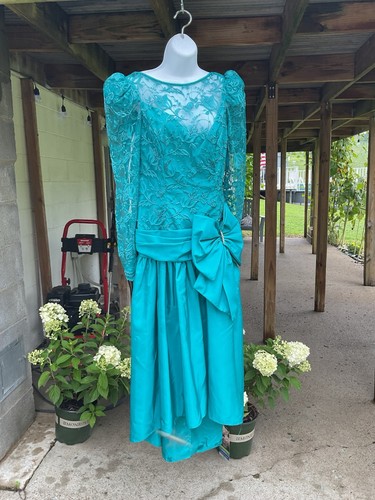 Teal lace prom dress formal - lace,