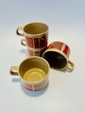 Set of 4 Retro Staffordshire Potteries Op Art Tea/Coffee Cups in Orange & Brown